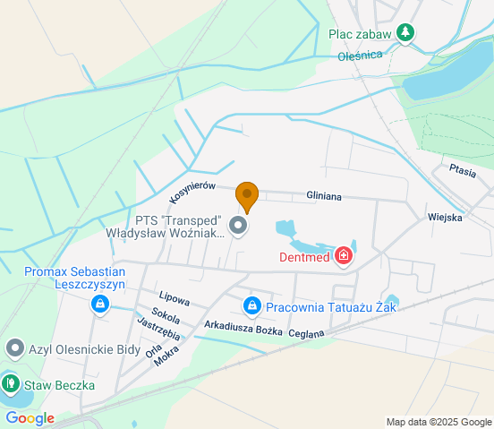 Mapa dojazdu do warsztatu samochodowego w miejscowości Oleśnica