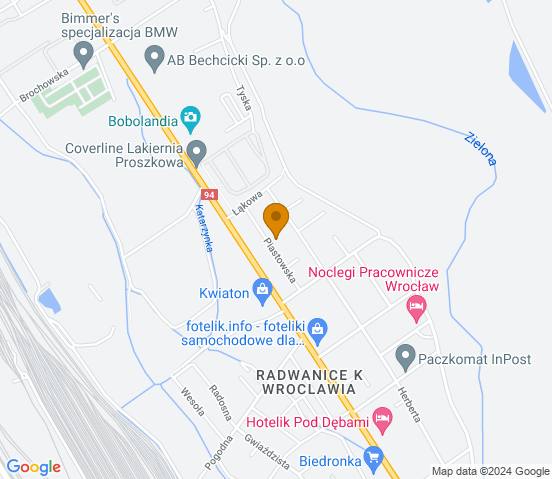 Mapa dojazdu do warsztatu samochodowego w miejscowości Radwanice