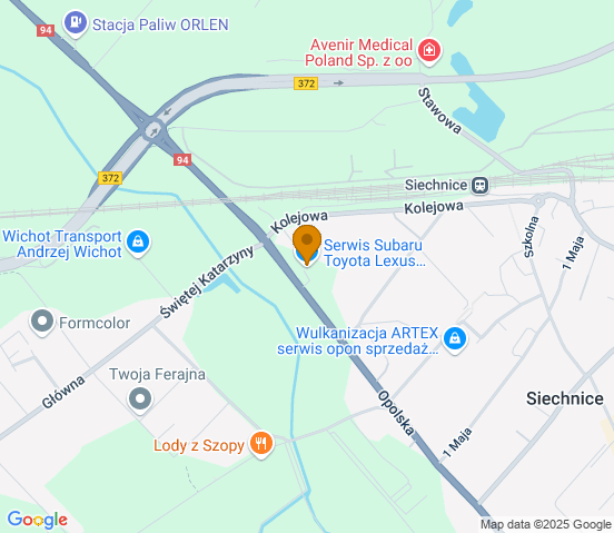 Mapa dojazdu do warsztatu samochodowego w miejscowości Siechnice