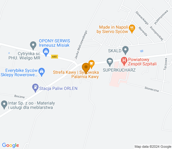 Mapa dojazdu do warsztatu samochodowego w miejscowości Syców