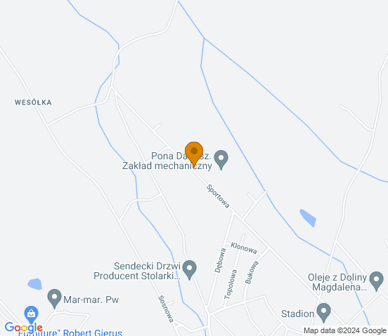 Mapa dojazdu do warsztatu samochodowego w miejscowości Twardogóra