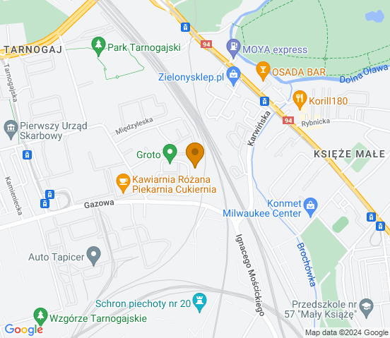 Mapa dojazdu do warsztatu samochodowego w Wrocławiu