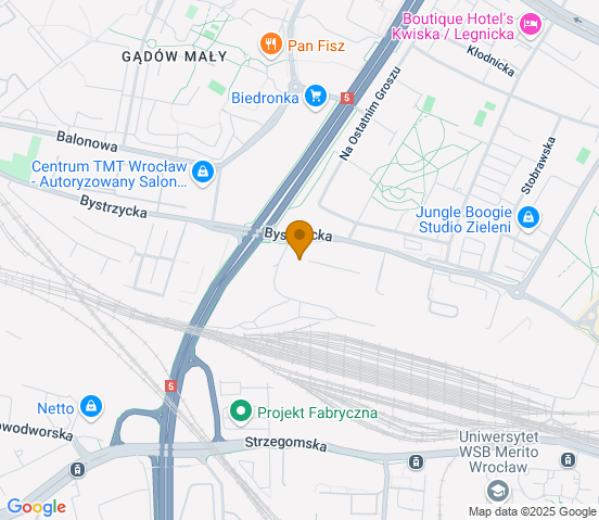 Mapa dojazdu do warsztatu samochodowego w miejscowości Wrocław