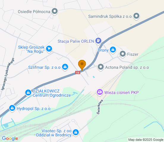 Mapa dojazdu do warsztatu samochodowego w miejscowości Brodnica