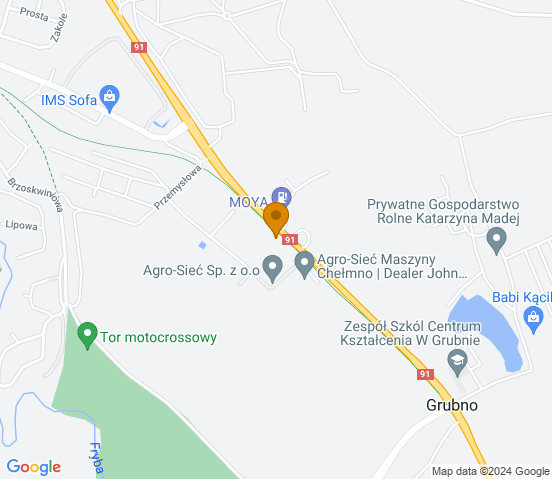 Mapa dojazdu do warsztatu samochodowego w Chełmnach