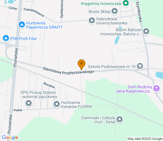 Mapa dojazdu do warsztatu samochodowego w miejscowości Inowrocław