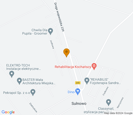 Mapa dojazdu do warsztatu samochodowego w miejscowości Sulnowo