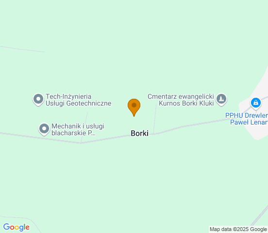 Mapa dojazdu do warsztatu samochodowego w miejscowości Borki