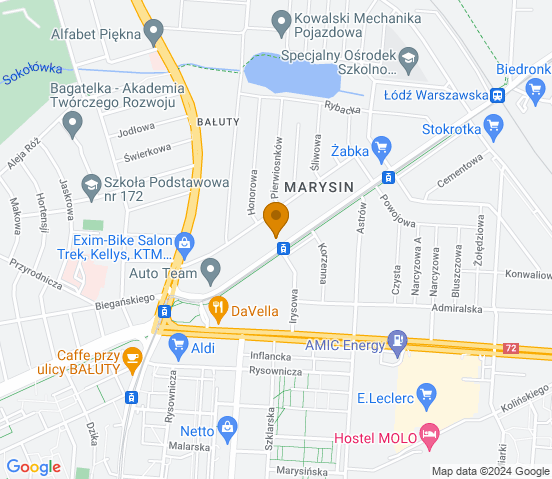 Mapa dojazdu do warsztatu samochodowego w Łodzi