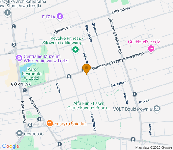 Mapa dojazdu do warsztatu samochodowego w miejscowości Łódź