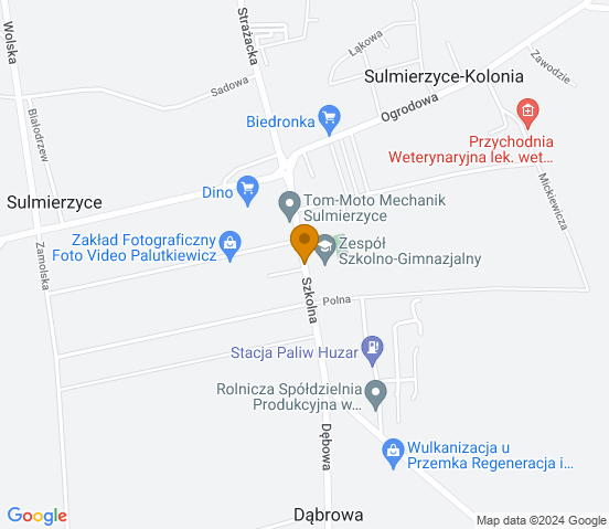 Mapa dojazdu do warsztatu samochodowego w miejscowości Sulmierzyce