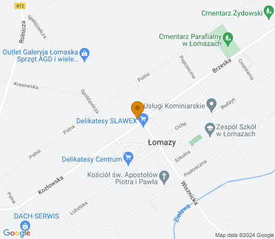 Mapa dojazdu do warsztatu samochodowego w miejscowości Łomazy