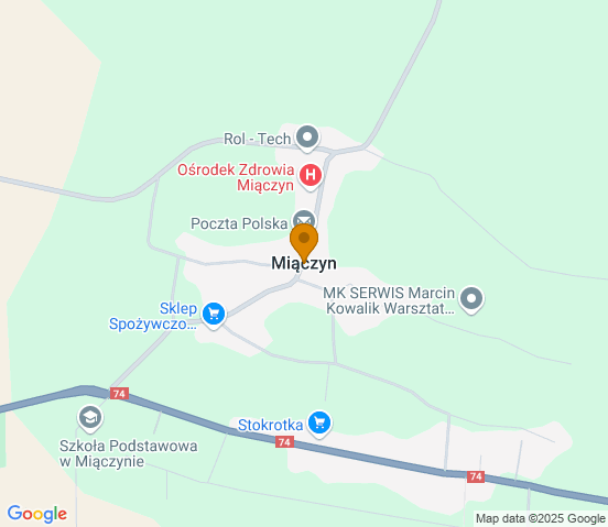 Mapa dojazdu do warsztatu samochodowego w miejscowości Miączyn