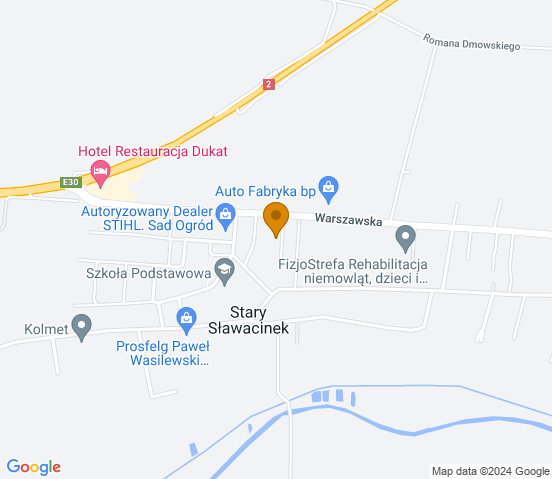 Mapa dojazdu do warsztatu samochodowego w miejscowości Sławacinek Stary