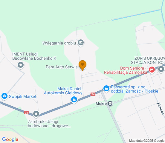 Mapa dojazdu do warsztatu samochodowego w miejscowości Zamość