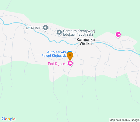 Mapa dojazdu do warsztatu samochodowego w miejscowości Kamionka