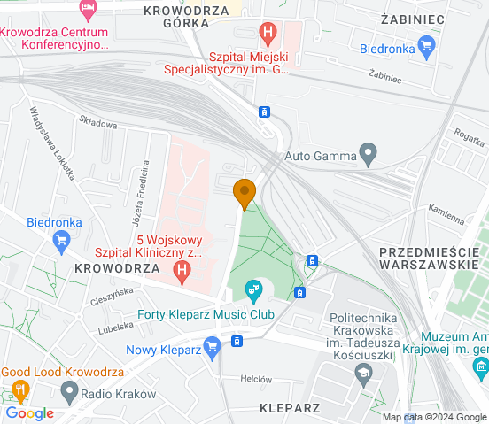 Mapa dojazdu do warsztatu samochodowego w Krakowie