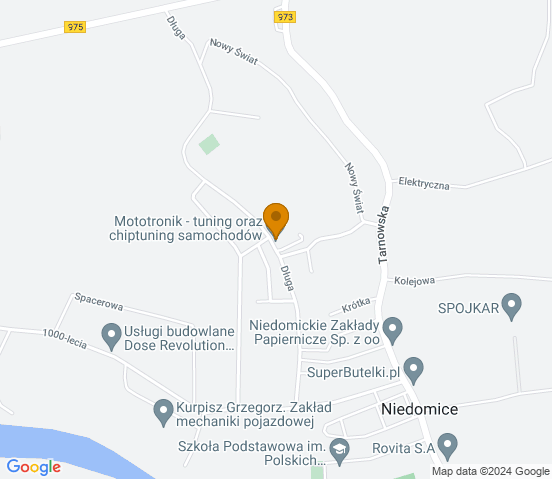 Mapa dojazdu do warsztatu samochodowego w miejscowości Niedomice