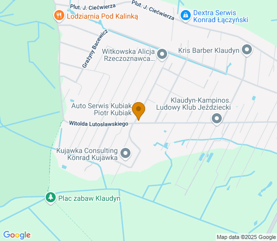 Mapa dojazdu do warsztatu samochodowego w miejscowości Klaudyn