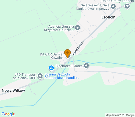 Mapa dojazdu do warsztatu samochodowego w miejscowości Leoncin