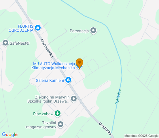 Mapa dojazdu do warsztatu samochodowego w miejscowości Marynin
