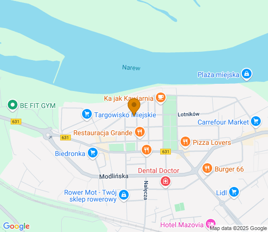 Mapa dojazdu do warsztatu samochodowego w miejscowości Nowy Dwór Mazowiecki