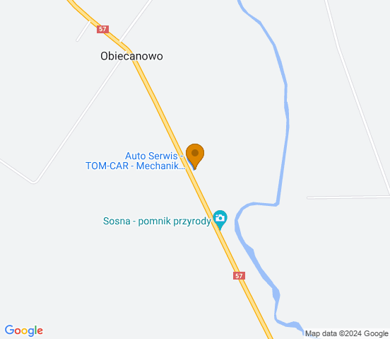 Mapa dojazdu do warsztatu samochodowego w miejscowości Obiecanowo