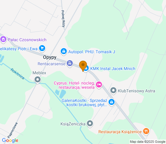 Mapa dojazdu do warsztatu samochodowego w miejscowości Opypy