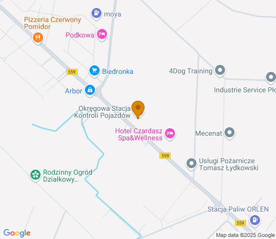 Mapa dojazdu do warsztatu samochodowego w miejscowości Płock