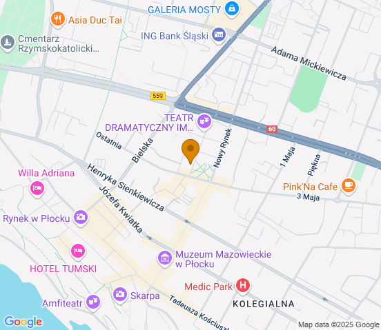 Mapa dojazdu do warsztatu samochodowego w miejscowości Płock