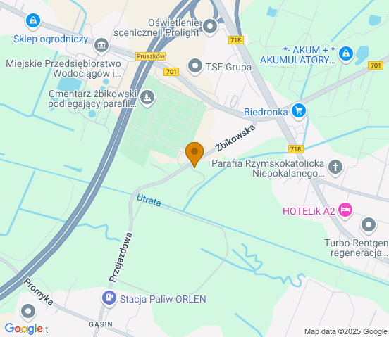 Mapa dojazdu do warsztatu samochodowego w miejscowości Pruszków