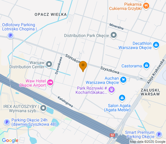 Mapa dojazdu do warsztatu samochodowego w miejscowości Warszawa
