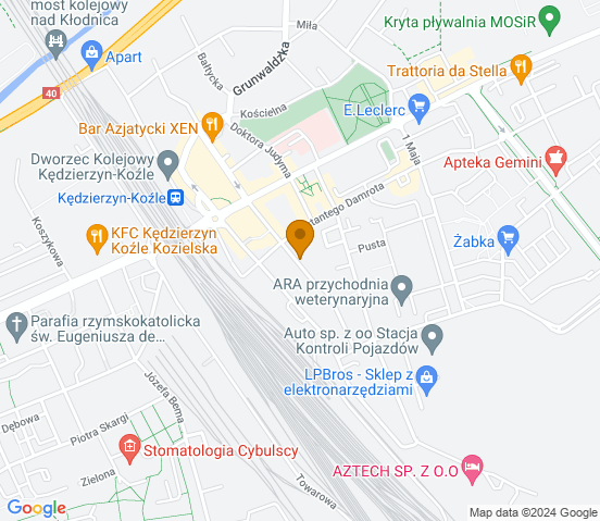 Mapa dojazdu do warsztatu samochodowego w miejscowości Kędzierzyn-Koźle