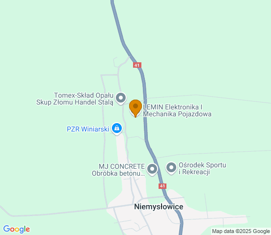 Mapa dojazdu do warsztatu samochodowego w miejscowości Niemysłowice