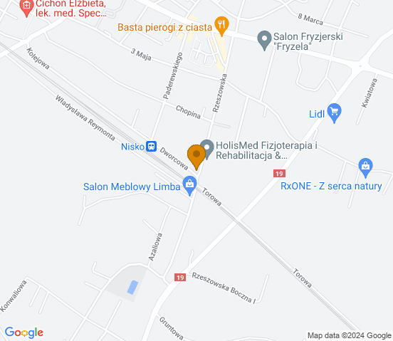 Mapa dojazdu do warsztatu samochodowego w miejscowości Nisko