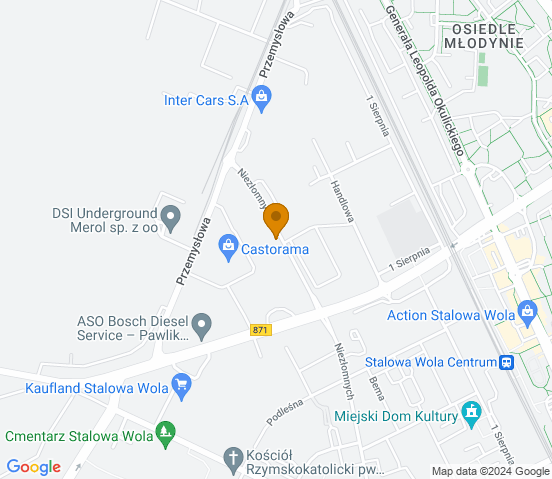 Mapa dojazdu do warsztatu samochodowego w Stalowej Woli