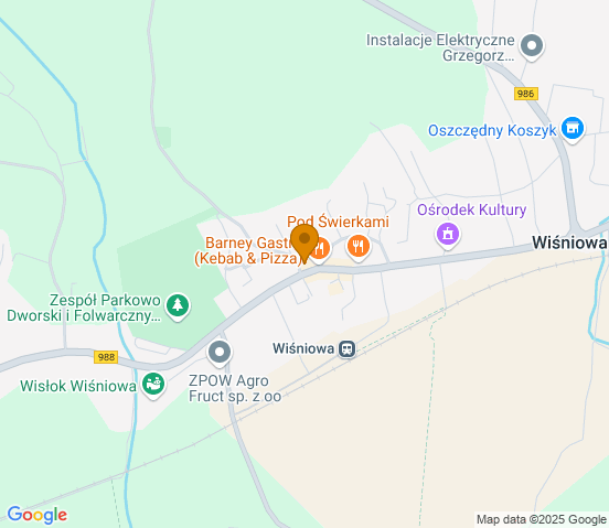 Mapa dojazdu do warsztatu samochodowego w miejscowości Wiśniowa