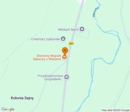 Mapa dojazdu do warsztatu samochodowego w miejscowości Sejny