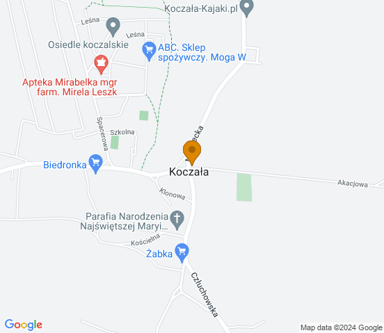 Mapa dojazdu do warsztatu samochodowego w miejscowości Koczała