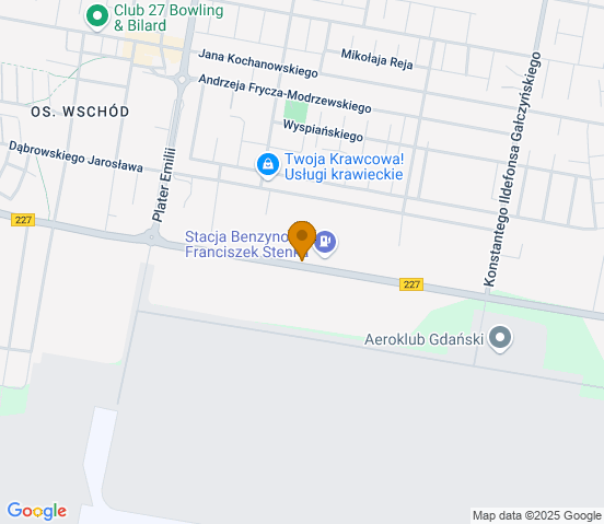 Mapa dojazdu do warsztatu samochodowego w miejscowości Pruszcz Gdański