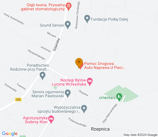 Mapa dojazdu do warsztatu samochodowego w miejscowości Rzepnica