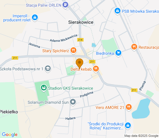 Mapa dojazdu do warsztatu samochodowego w miejscowości Sierakowice