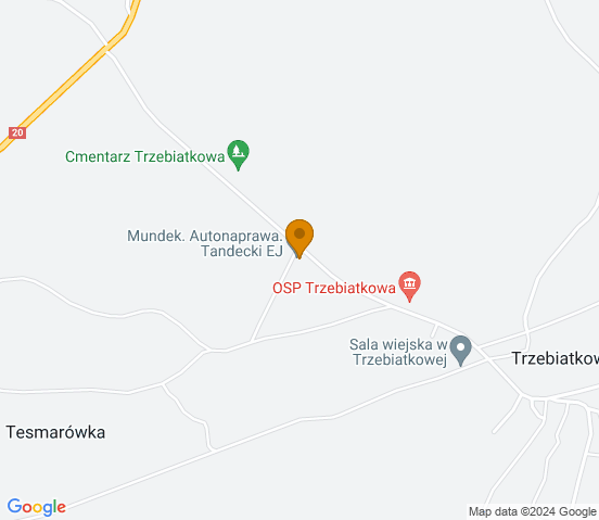 Mapa dojazdu do warsztatu samochodowego w miejscowości Trzebiatkowa