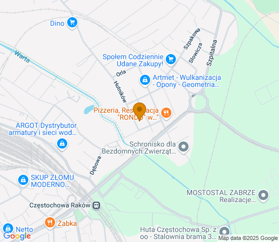 Mapa dojazdu do warsztatu samochodowego w miejscowości Częstochowa