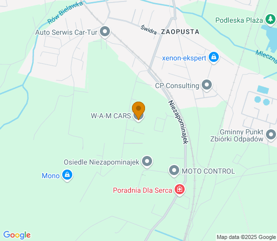 Mapa dojazdu do warsztatu samochodowego w miejscowości Katowice