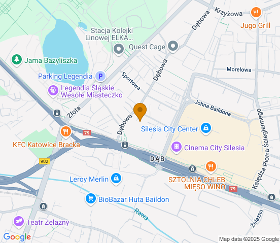 Mapa dojazdu do warsztatu samochodowego w Katowicach