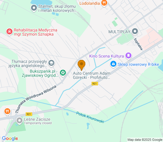 Mapa dojazdu do warsztatu samochodowego w miejscowości Knurów