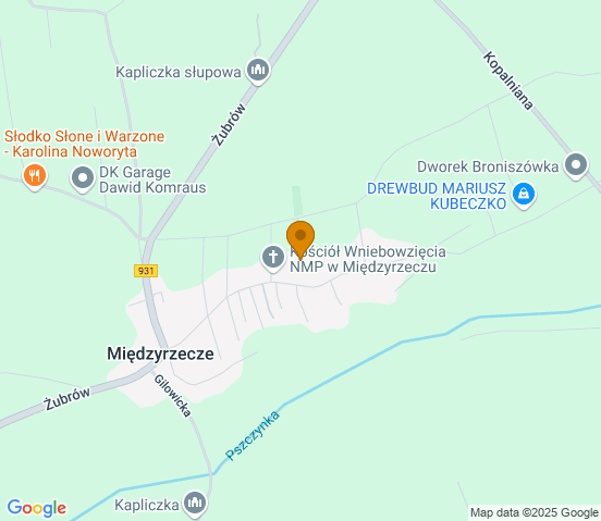Mapa dojazdu do warsztatu samochodowego w miejscowości Międzyrzecze