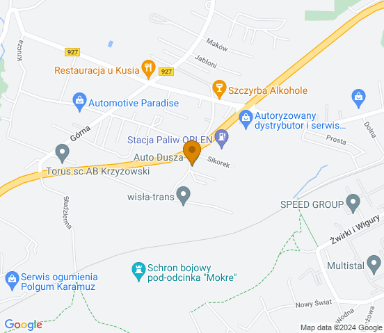Mapa dojazdu do warsztatu samochodowego w Mikołowie