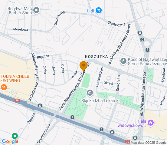 Mapa dojazdu do warsztatu samochodowego w miejscowości Siemianowice Śląskie